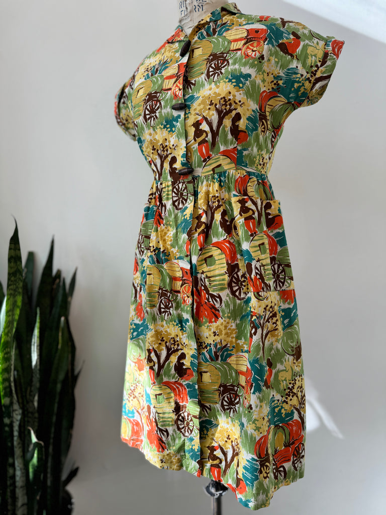 Vintage cotton novelty print dress