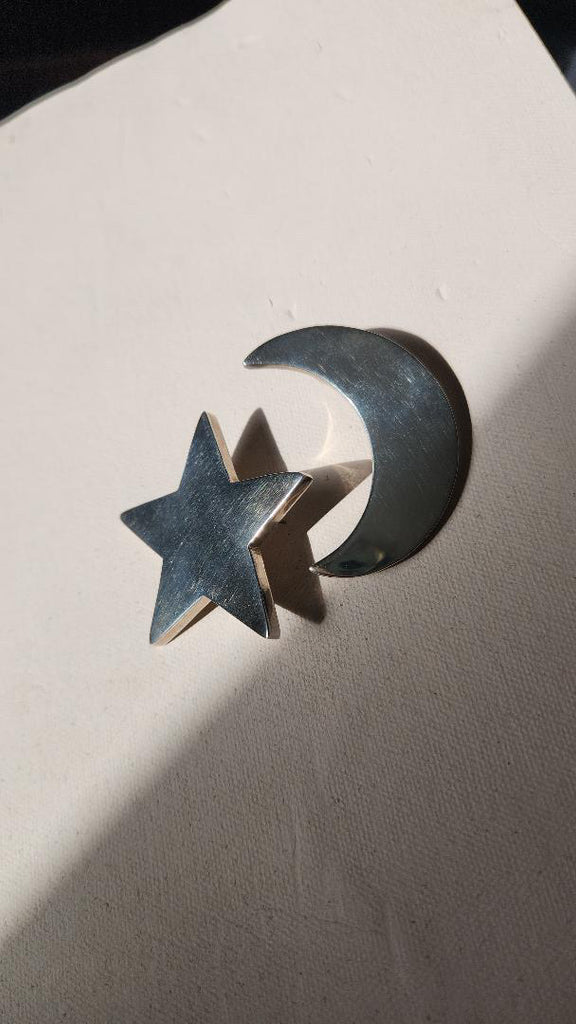 Vintage sterling celestial statement earrings