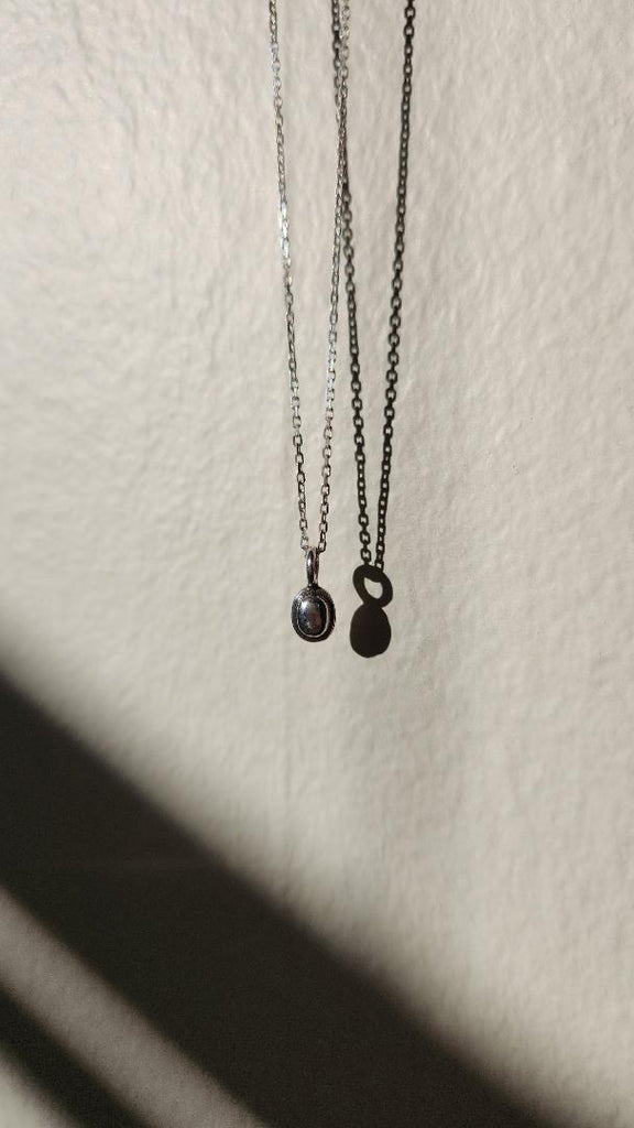 Sweetest sterling oval vintage Droplet charm necklace