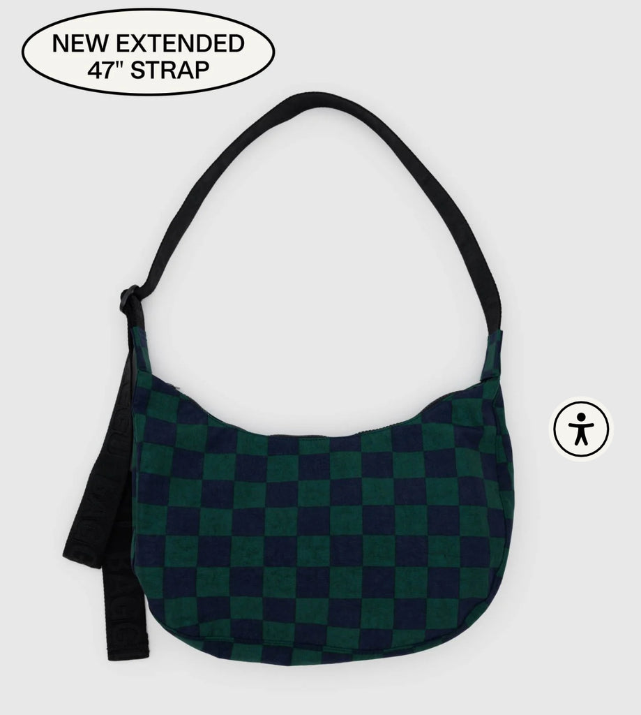 Baggu | medium crescent nylon bag | navy green check