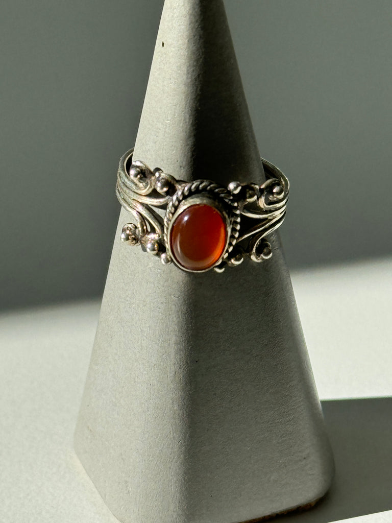 carnelian and silver ring size size 8