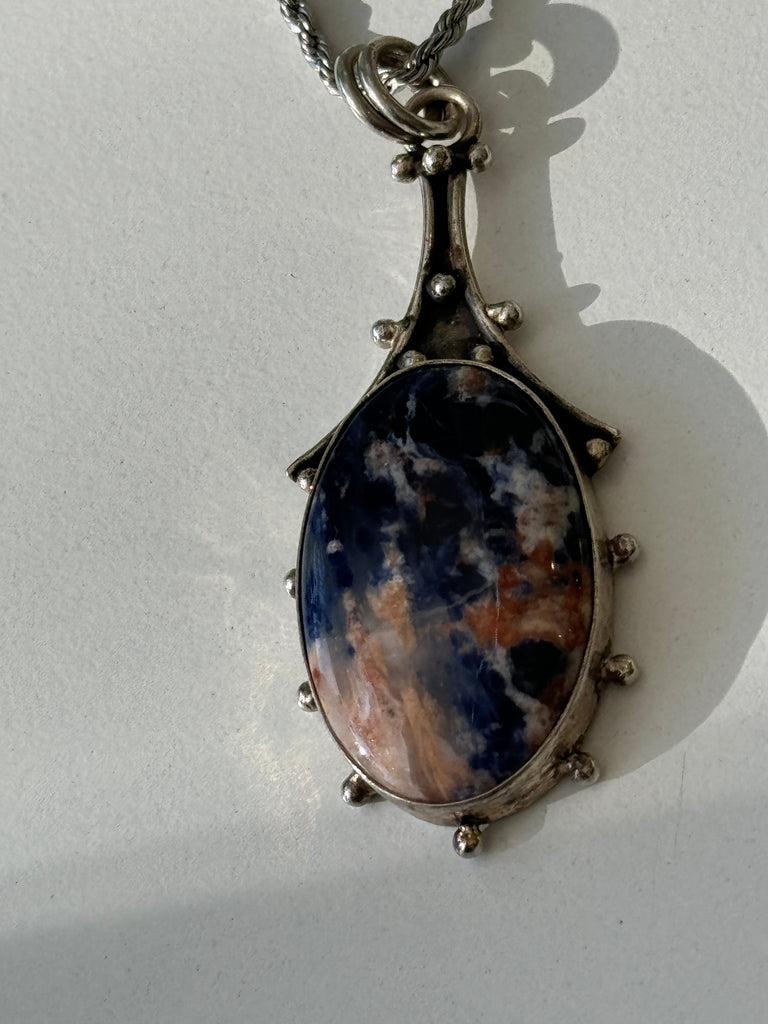 Sodalite Stone and sterling necklace