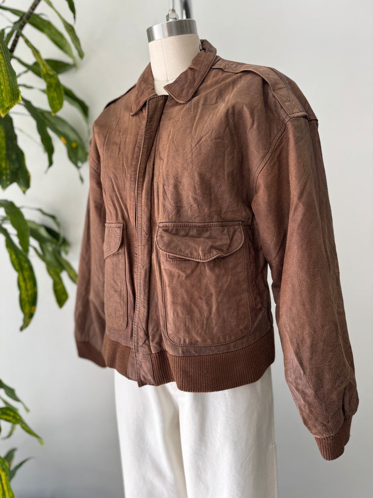 Vintage leather bomber jacket