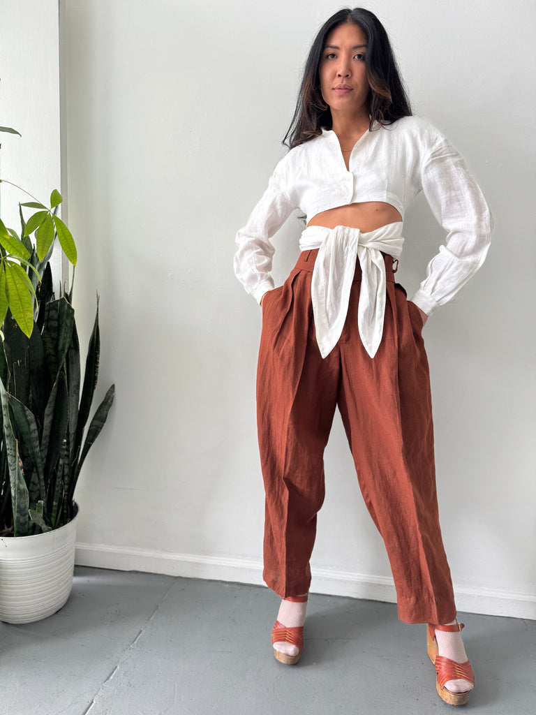 High waist linen pants