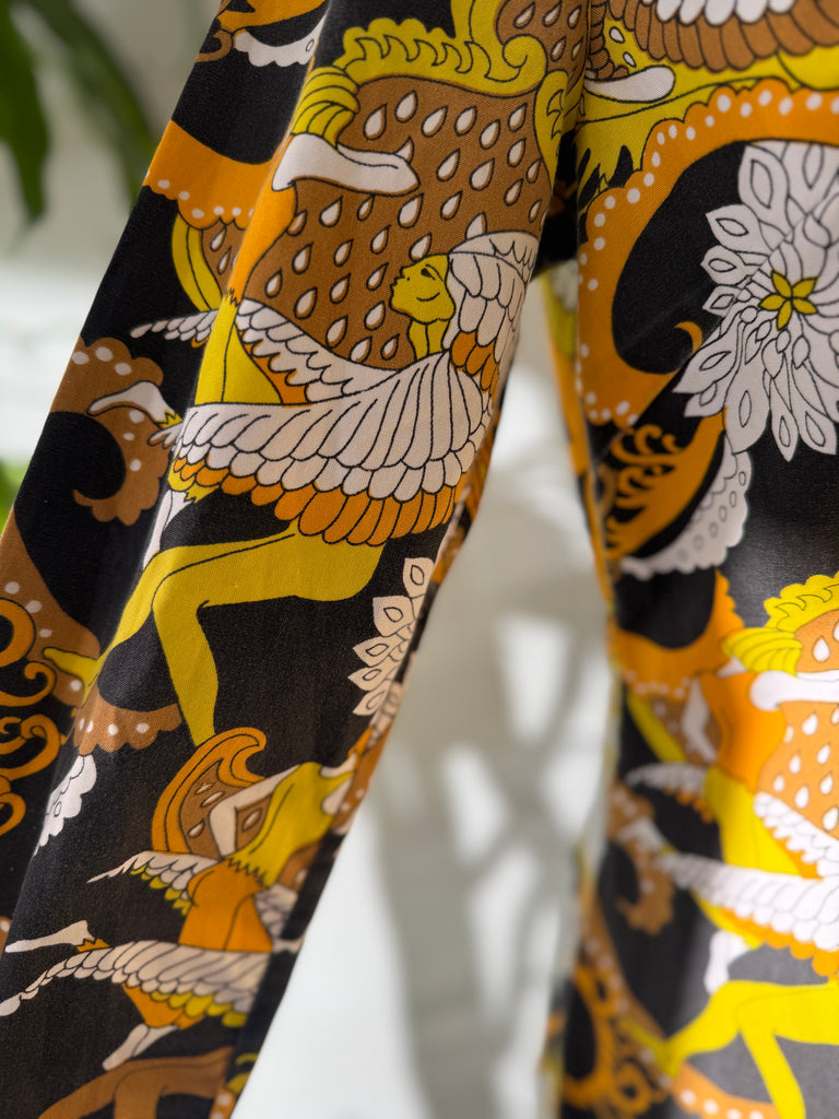 1970’s amazing print button up top