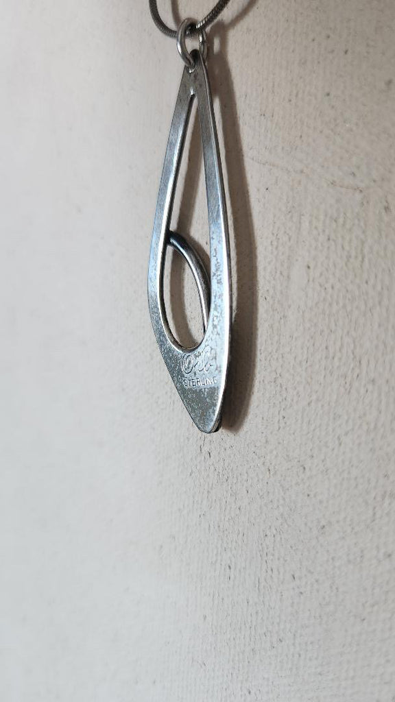 Vintage rare modernist sterling pendant by designer Orb