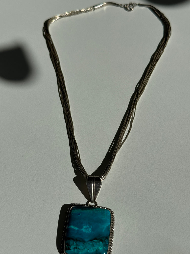 Turquoise + Sterling multi chain necklace