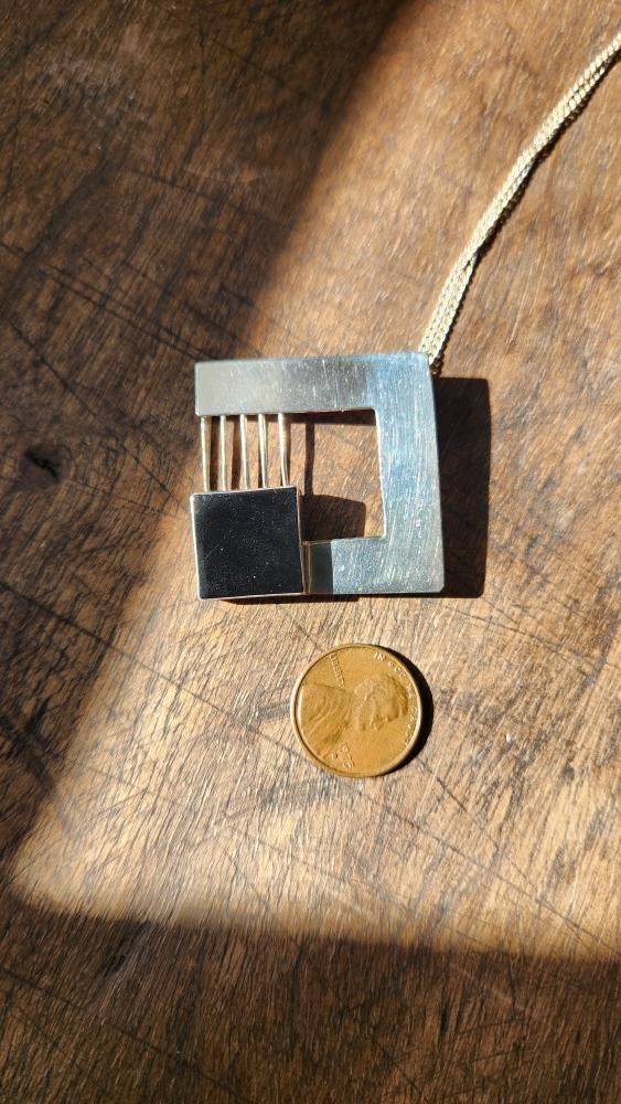 Sterling modernist square pendant