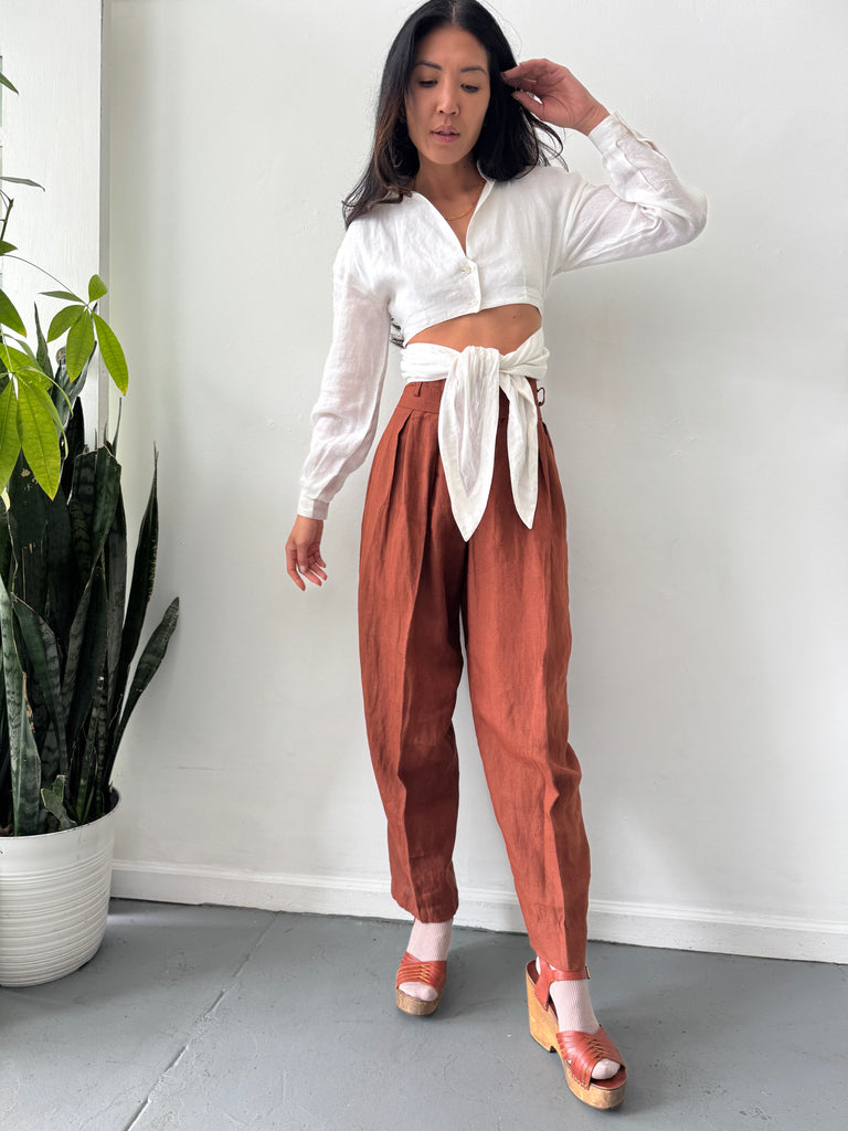 High waist linen pants