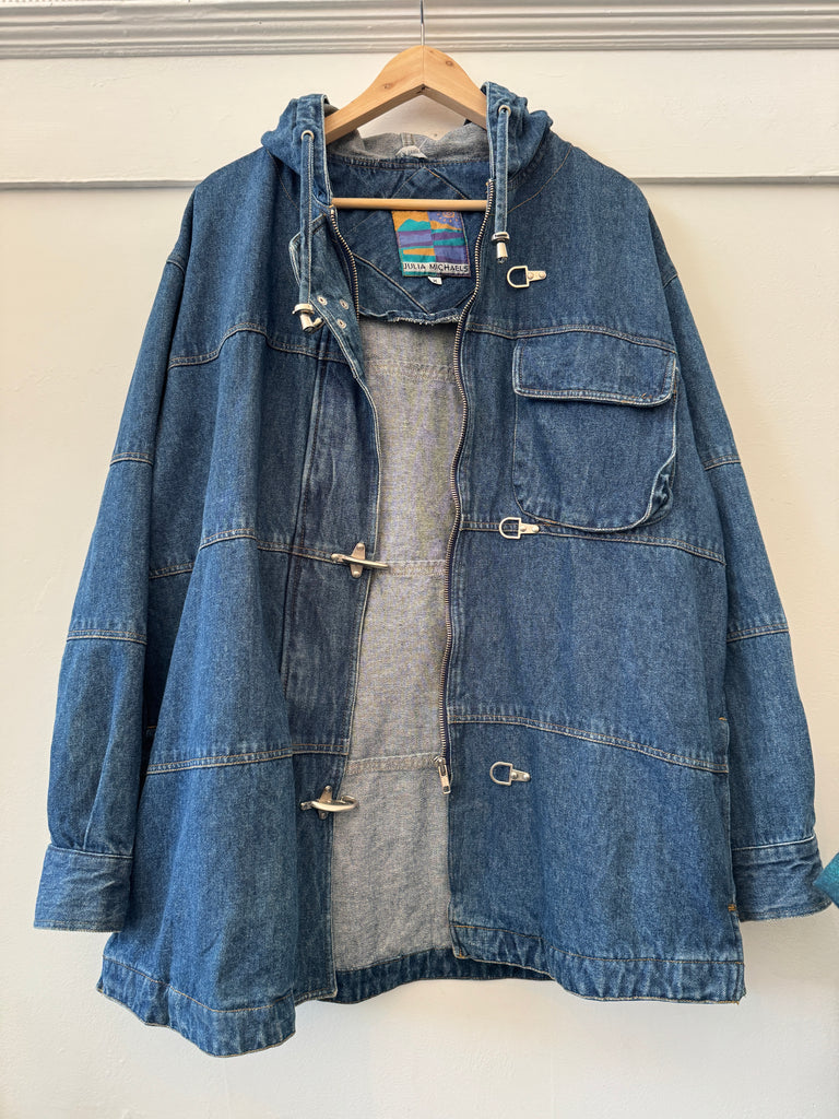 Vintage denim jacket with metal hardware