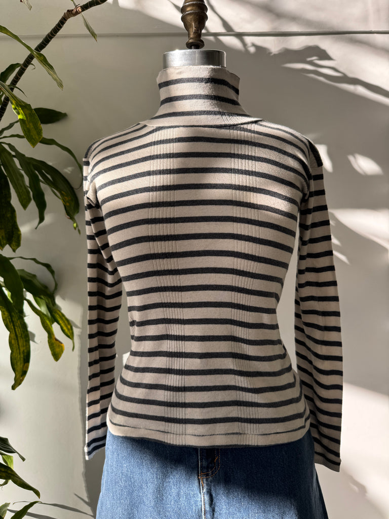 Striped 100% cotton turtleneck top
