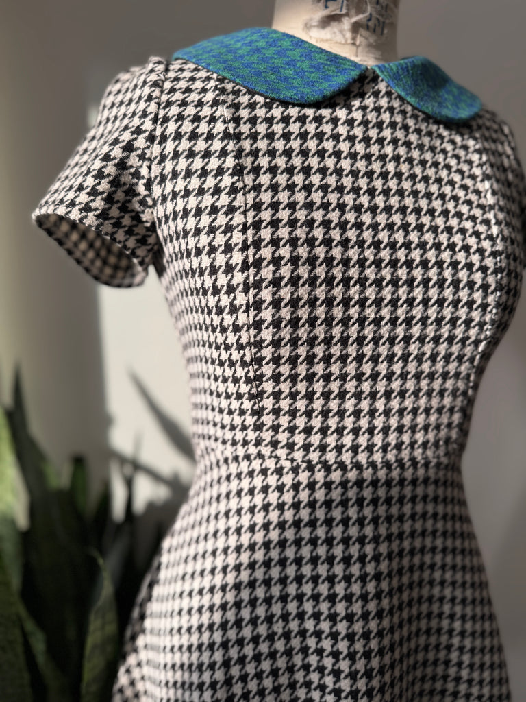 Houndstooth Dress with rounded collar