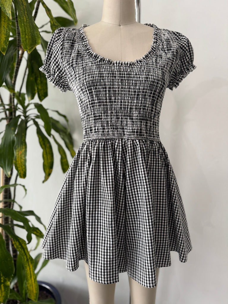 Gingham shorts romper