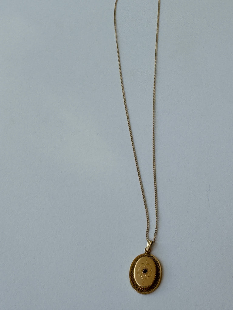 Vintage gold fill pendant with ruby necklace