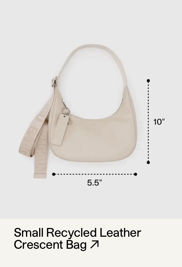 BAGGU | Small Recycled Leather Crescent Bag | stone