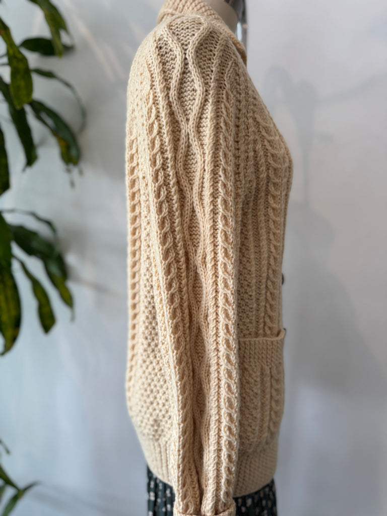 Vintage wool fisherman cardigan outerwear