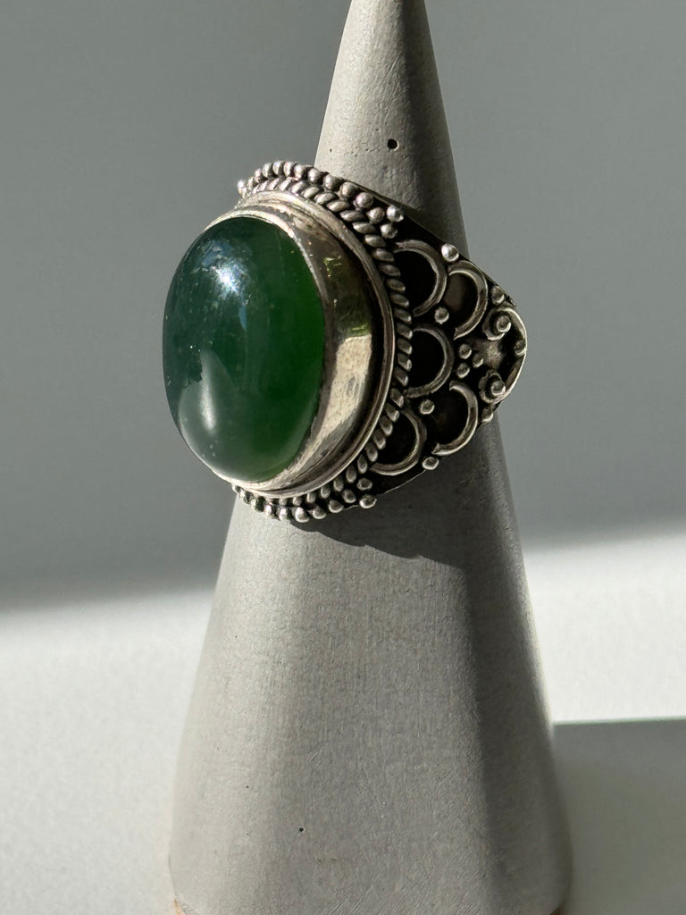 Green onyx Stone and sterling silver ring size 7