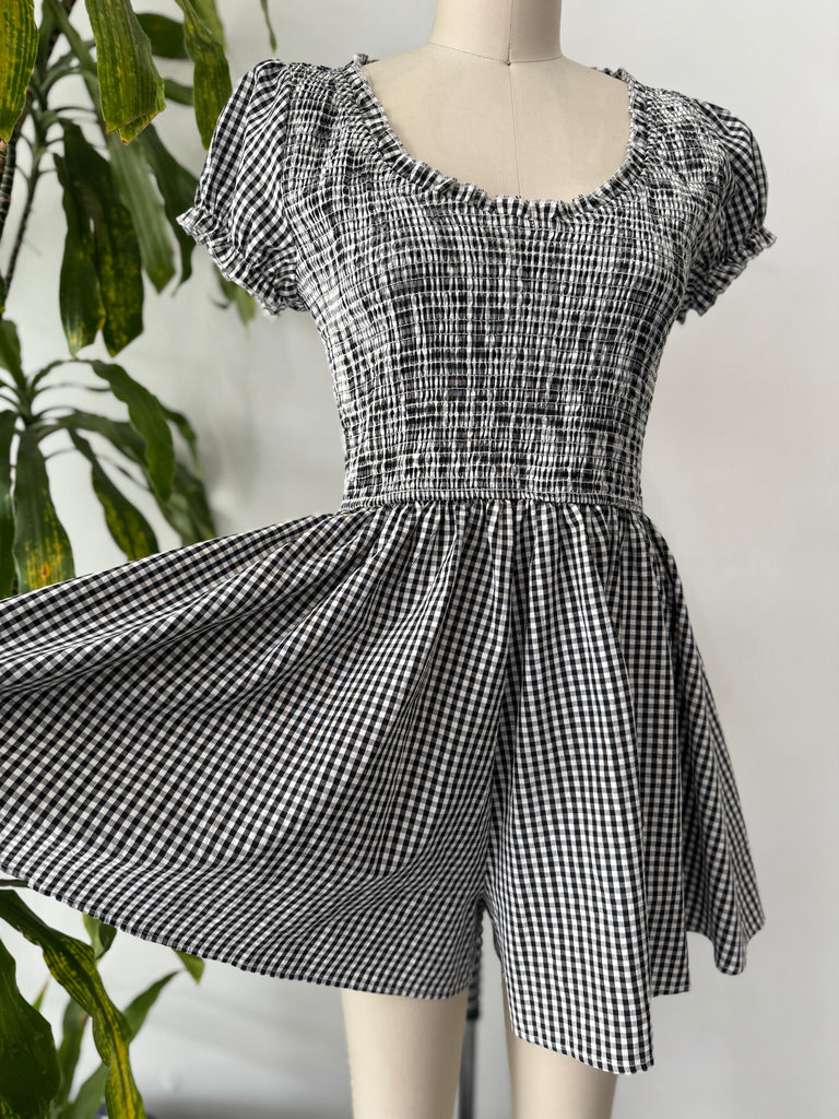 Gingham shorts romper