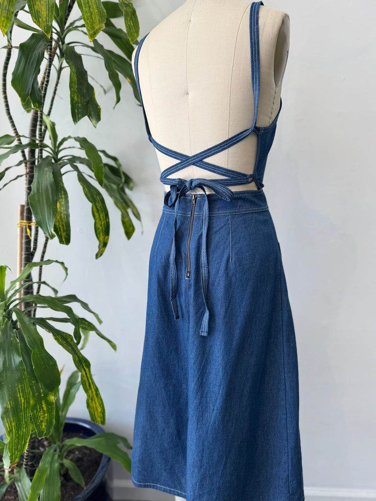 Denim dress with wrap back detail