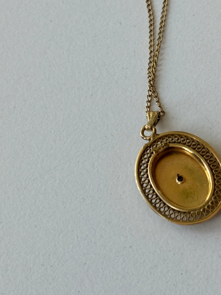 Vintage gold fill pendant with ruby necklace