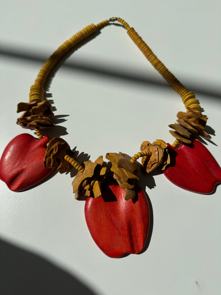 Wearable art wooden Apple Necklace