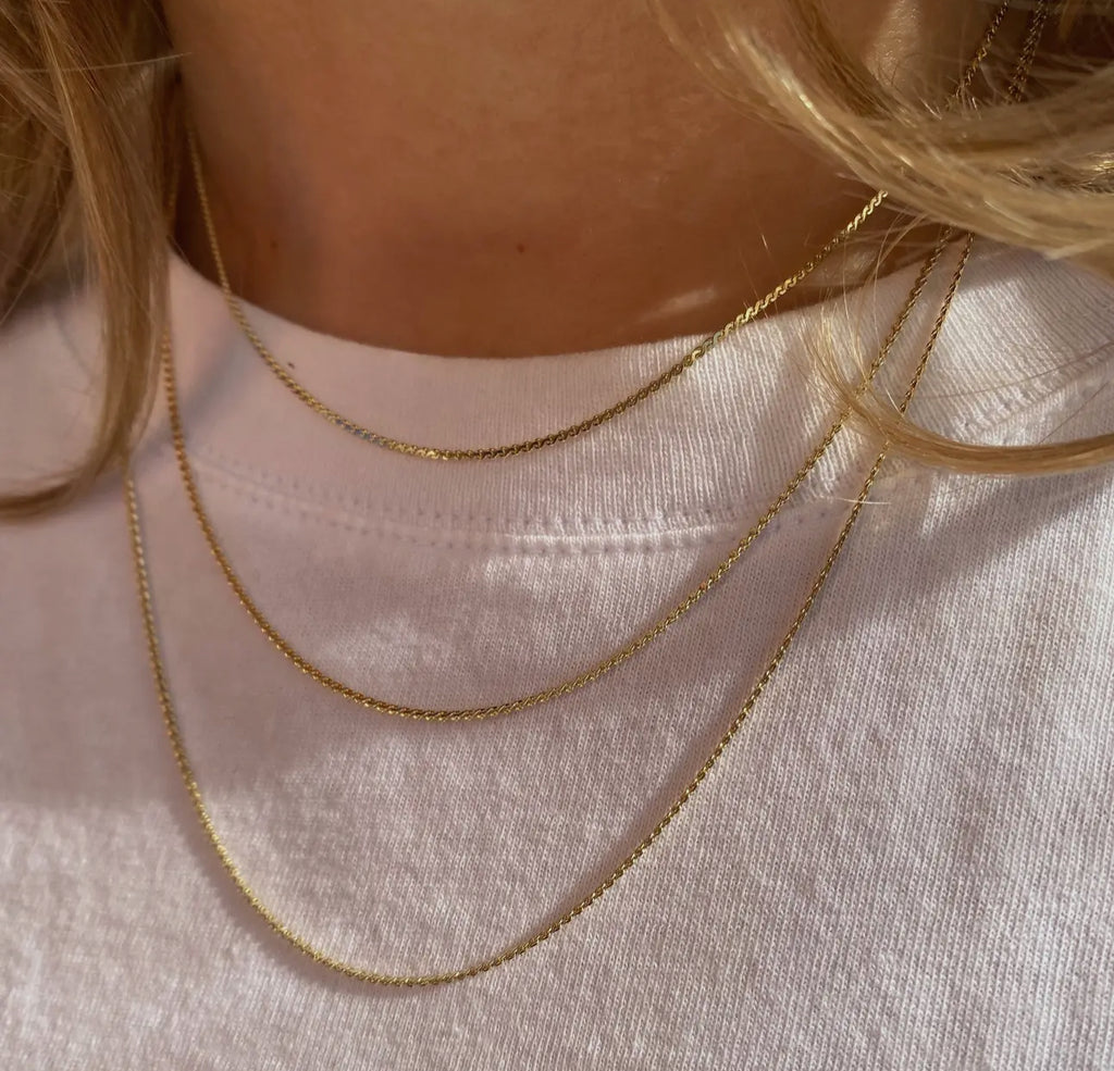 18 kt gold filled dainty chain “18”