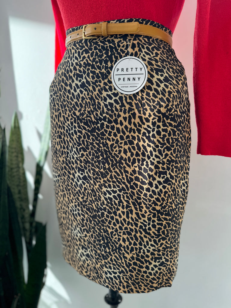 Vintage silk animal print skirt