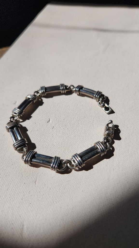 Vintage modernist sterling chunky bar link bracelet