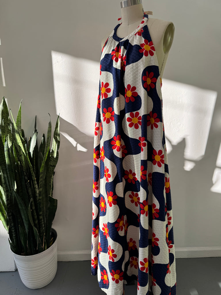 Vintage 1970's halter printed Dress