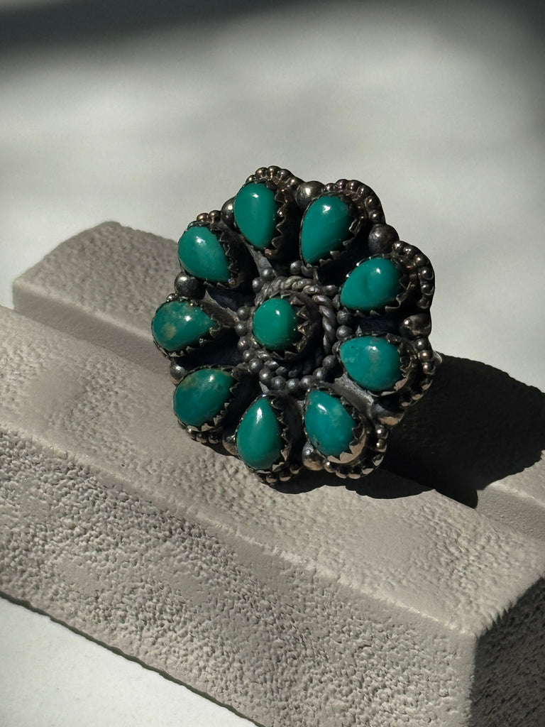Green turquoise and sterling silver ring size 7.5