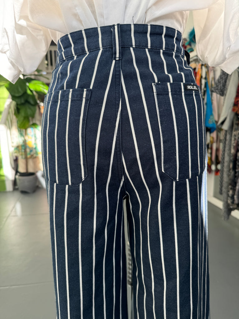 Navy And Cream striped Rollas Pants waist “32”