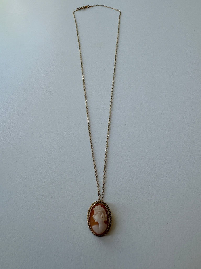 Vintage cameo on gold chain necklace