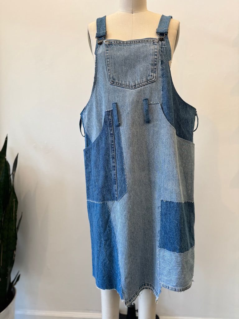 Handmade denim patchwork dress