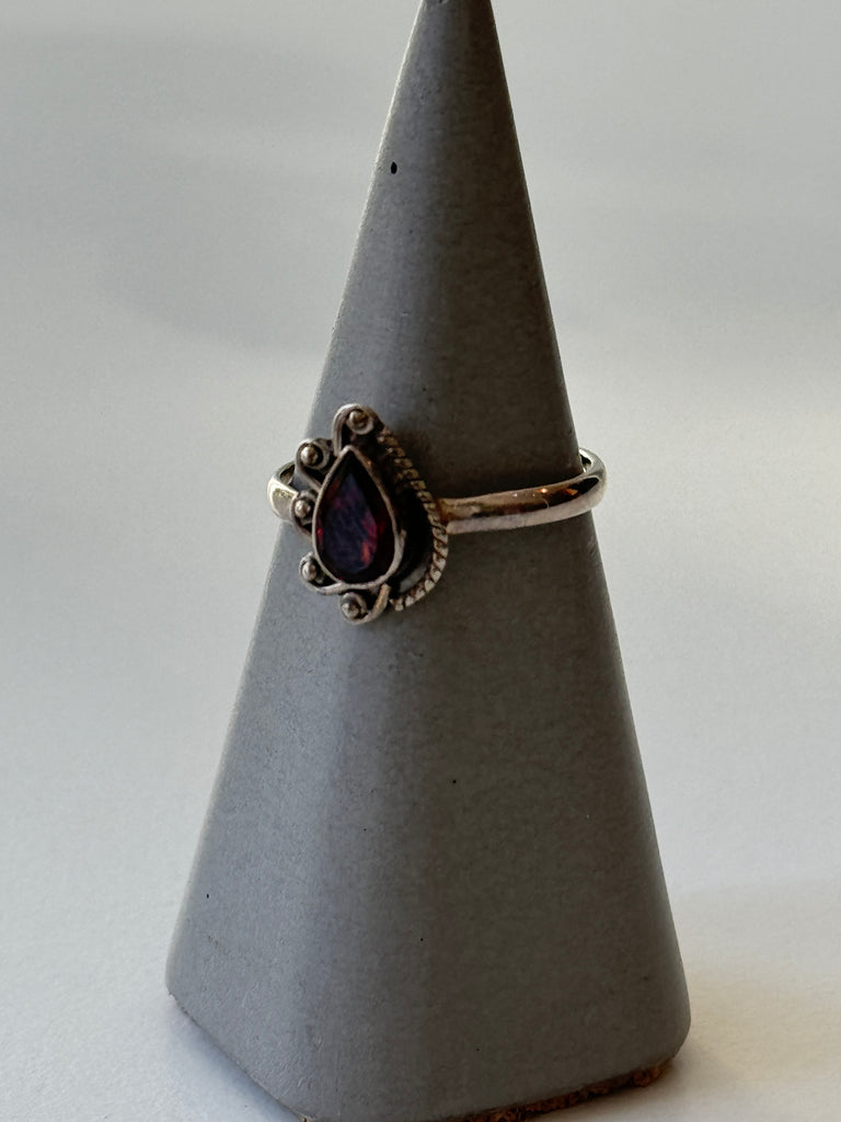 Sterling silver + garnet ring size 8