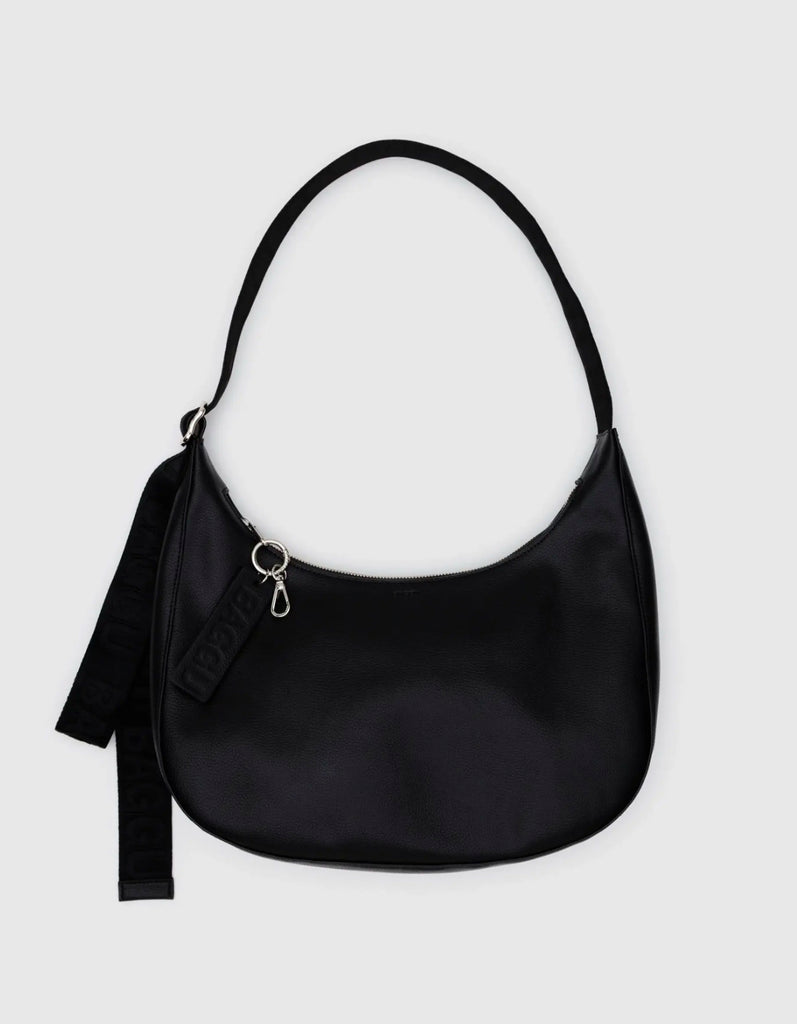 BAGGU | Medium Recycled Leather Crescent Bag | black