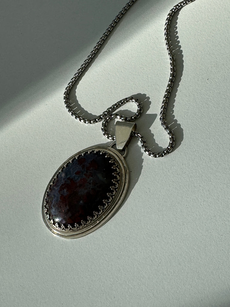 Purple moss Stone and sterling necklace