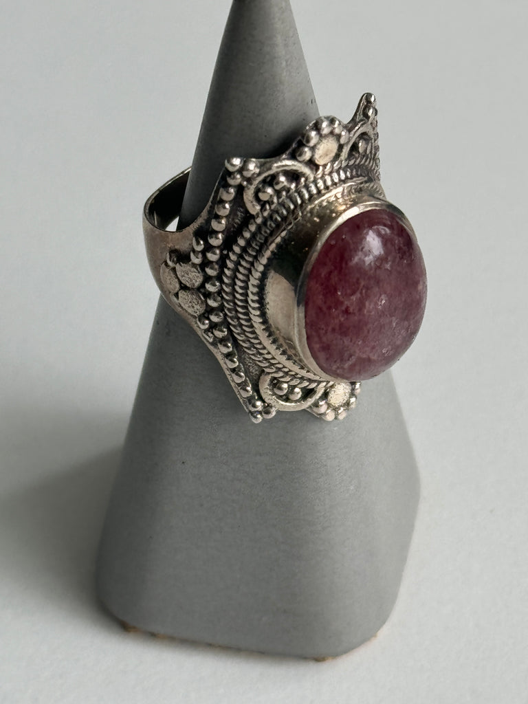 Lepidolite and sterling silver ring size 7.5