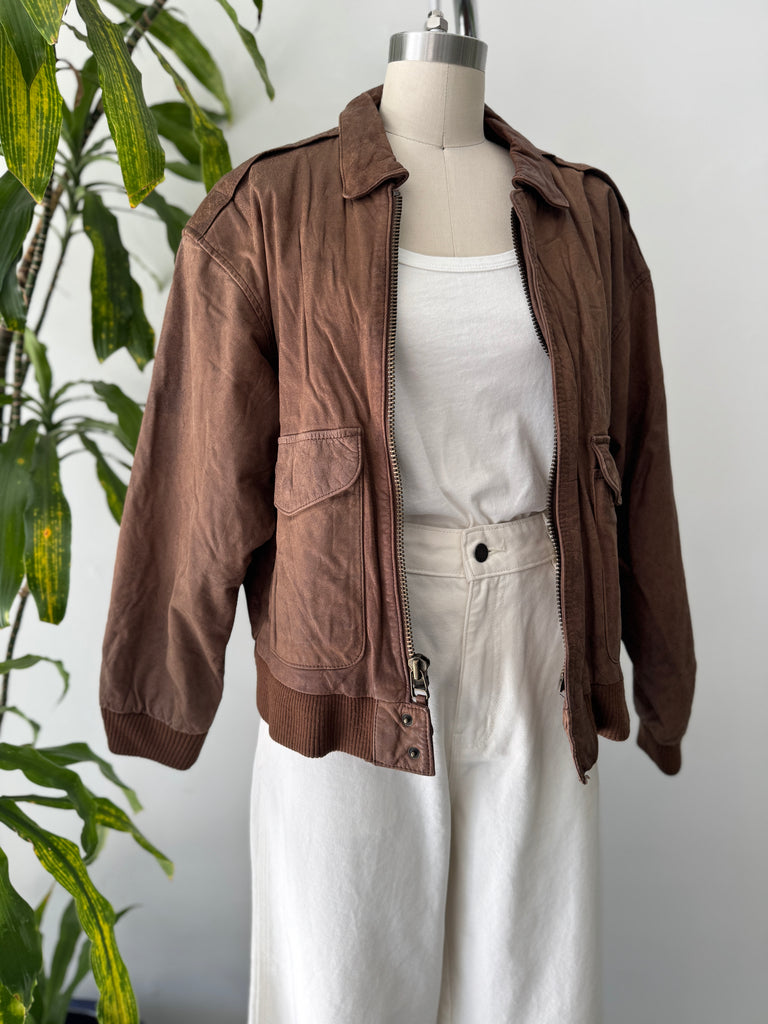 Vintage leather bomber jacket