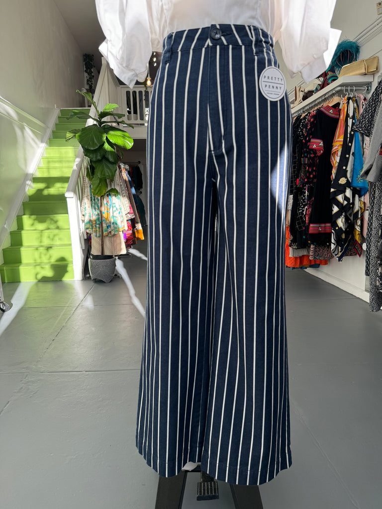 Navy And Cream striped Rollas Pants waist “32”