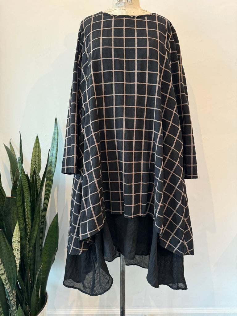 Oversized double layer grid dress