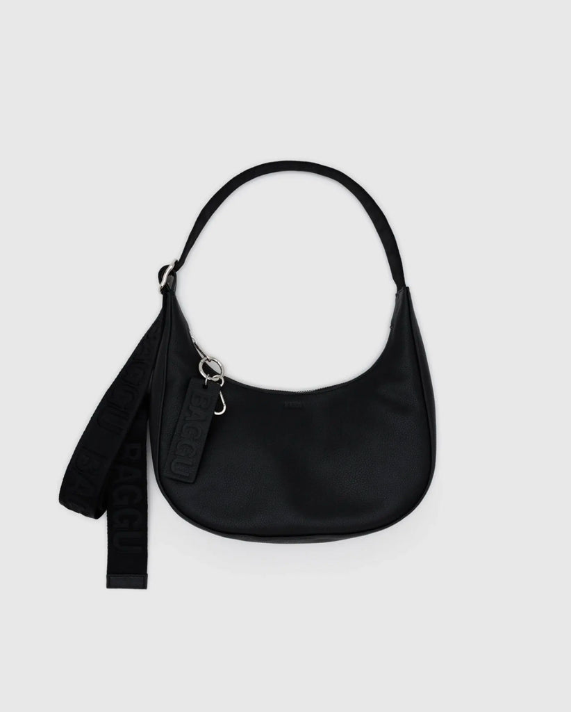 BAGGU | Small Recycled Leather Crescent Bag | black