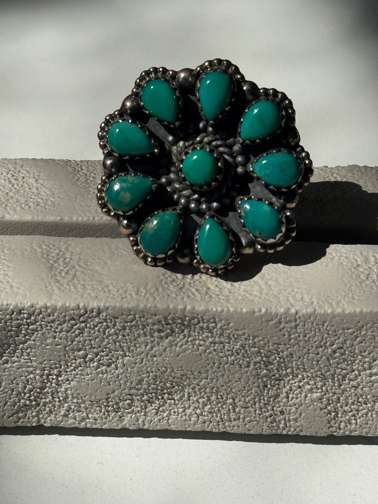 Green turquoise and sterling silver ring size 7.5
