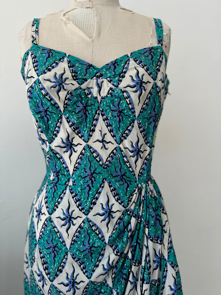 Vintage 1950’s print with sequins Dress