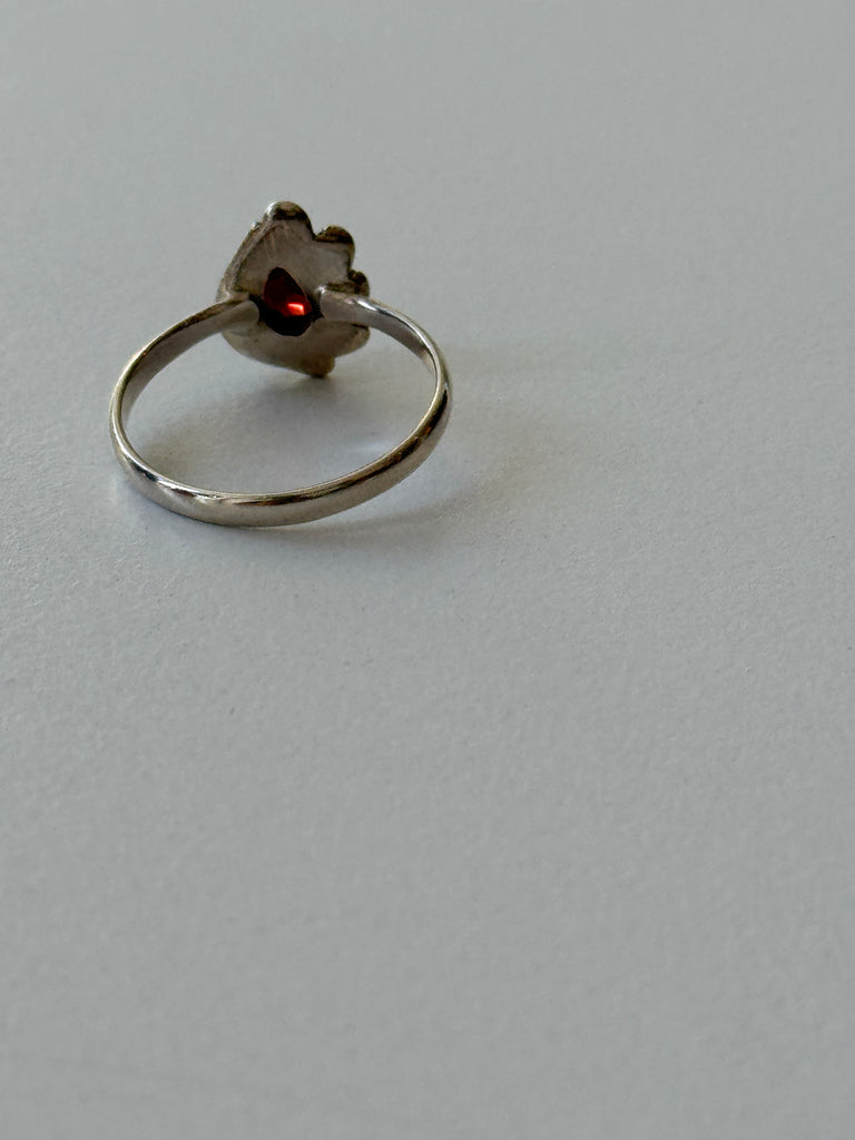 Sterling silver + garnet ring size 8