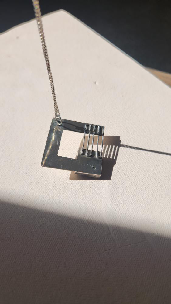 Sterling modernist square pendant