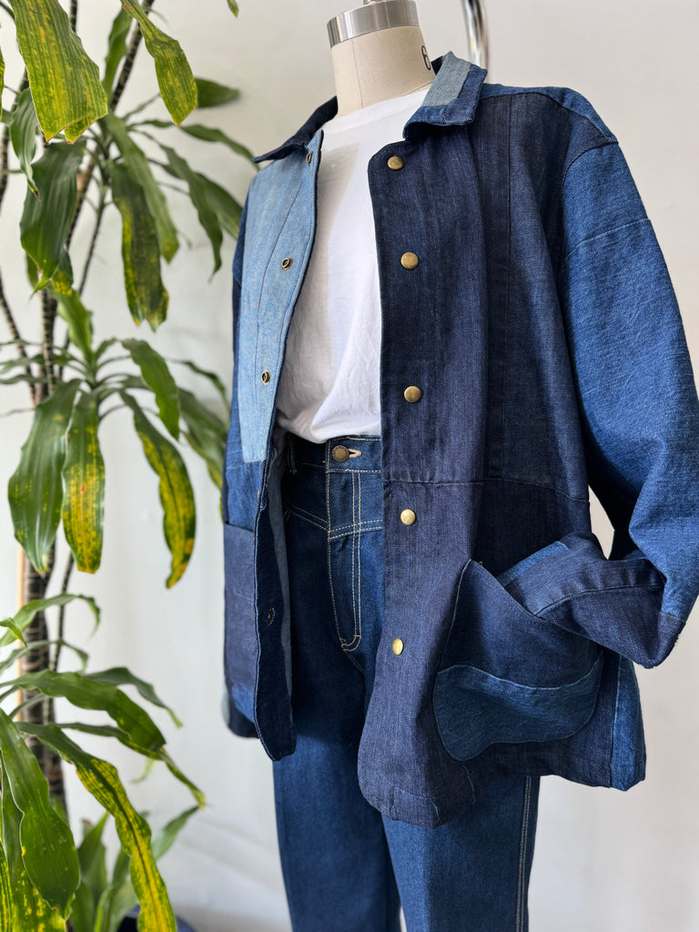 Handmade vintage patchwork denim jacket