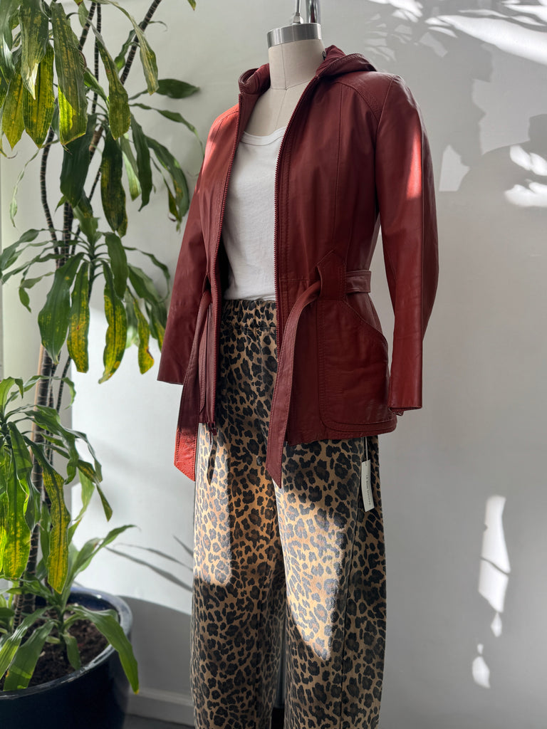 1970’s leather jacket with hood