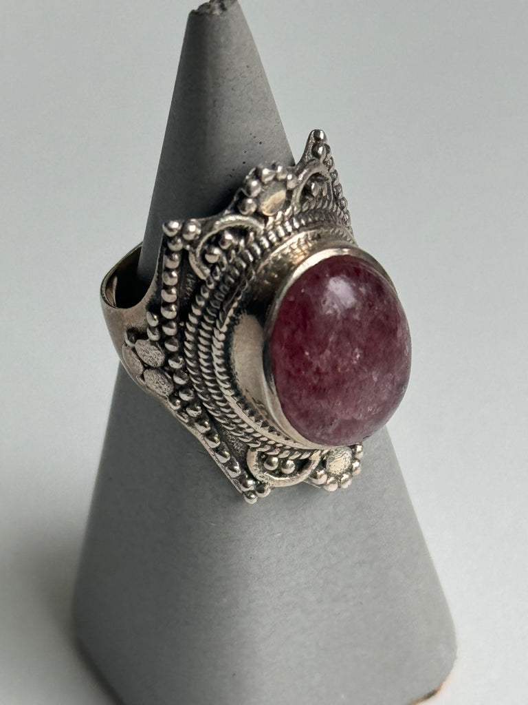 Lepidolite and sterling silver ring size 7.5