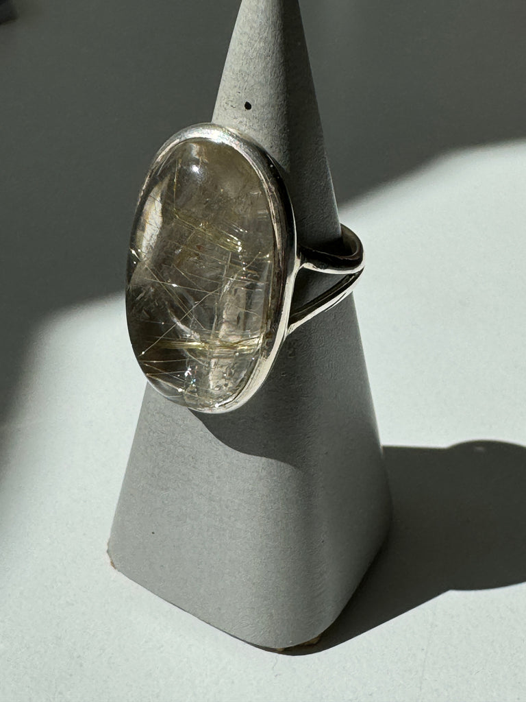 Rutilated quartz and sterling ring
