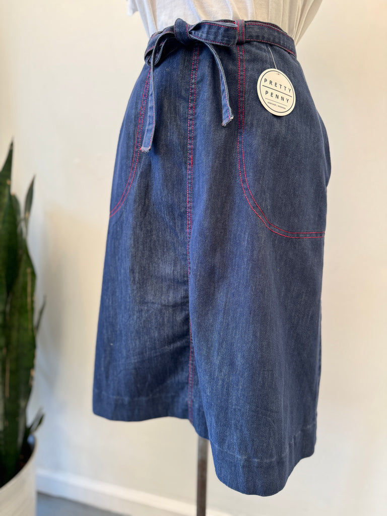 Vintage denim wrap skirt